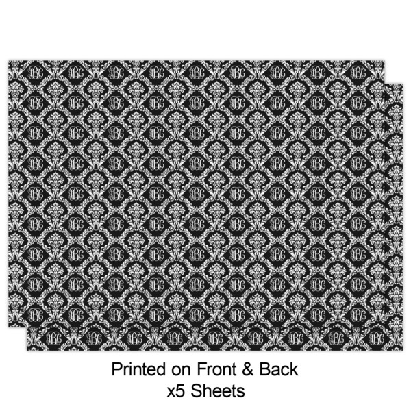 Monogrammed Damask Wrapping Paper Sheet - Double Sided - Front