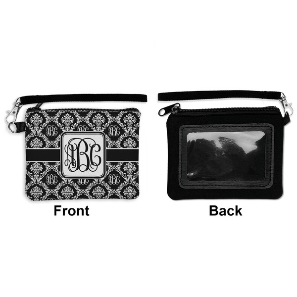 Monogrammed Damask Wristlet ID Cases - Front & Back