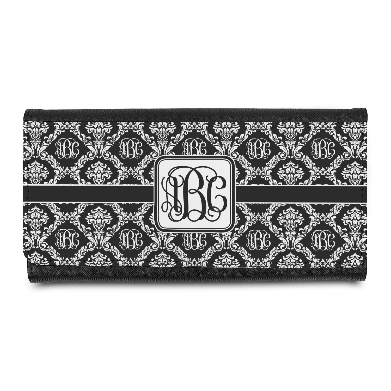 Monogrammed Damask Leatherette Ladies Wallet (Personalized