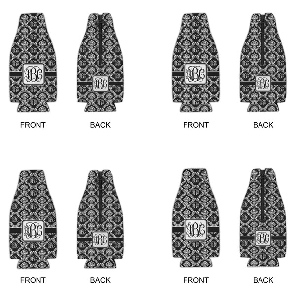 Monogrammed Damask Zipper Bottle Cooler - Set of 4 - APPROVAL