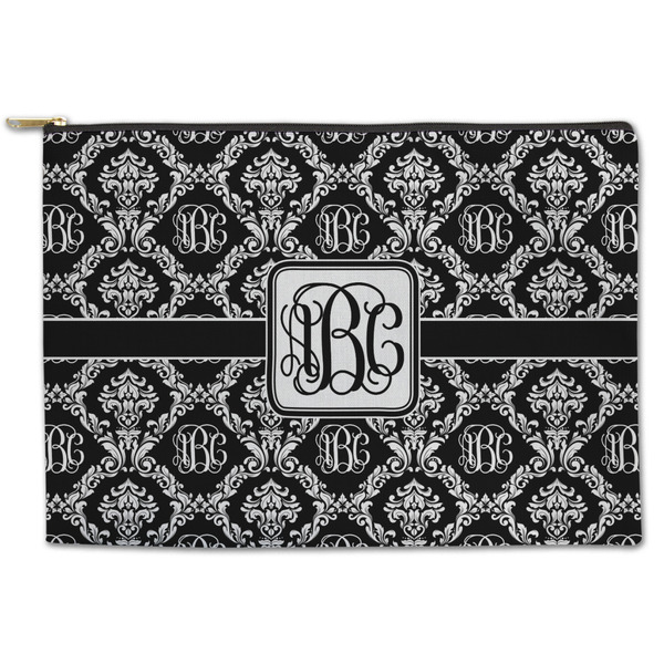 Custom Monogrammed Damask Zipper Pouch (Personalized)