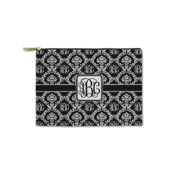Custom Monogrammed Damask Zipper Pouch - Small - 8.5"x6" (Personalized)