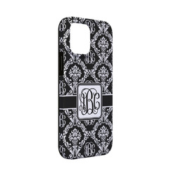 Monogrammed Damask iPhone Case - Rubber Lined - iPhone 13 Mini