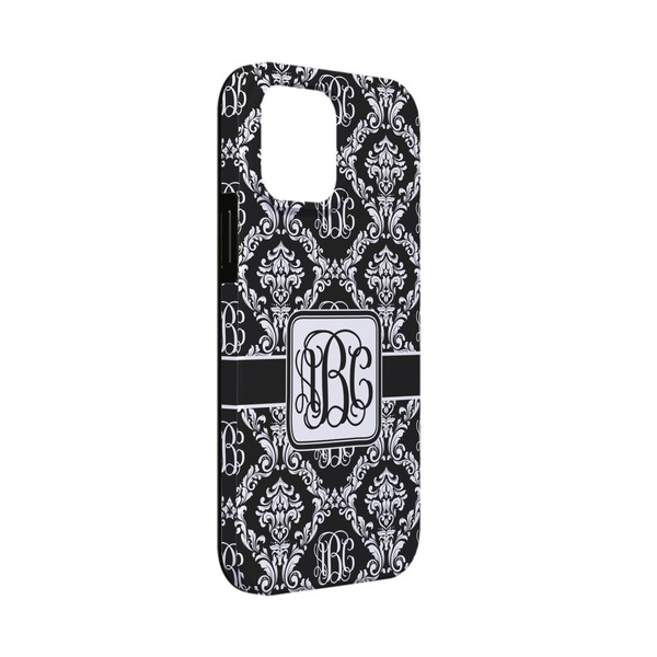 Custom Monogrammed Damask iPhone Case - Rubber Lined - iPhone 13 Mini
