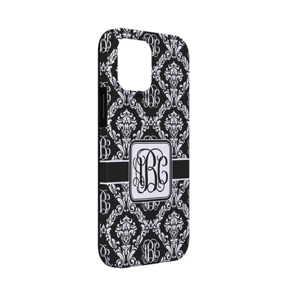 Custom Monogrammed Damask iPhone Case - Rubber Lined - iPhone 13 Mini