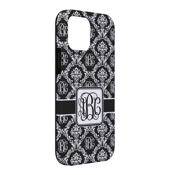 Custom Monogrammed Damask iPhone Case - Rubber Lined - iPhone 13 Pro Max