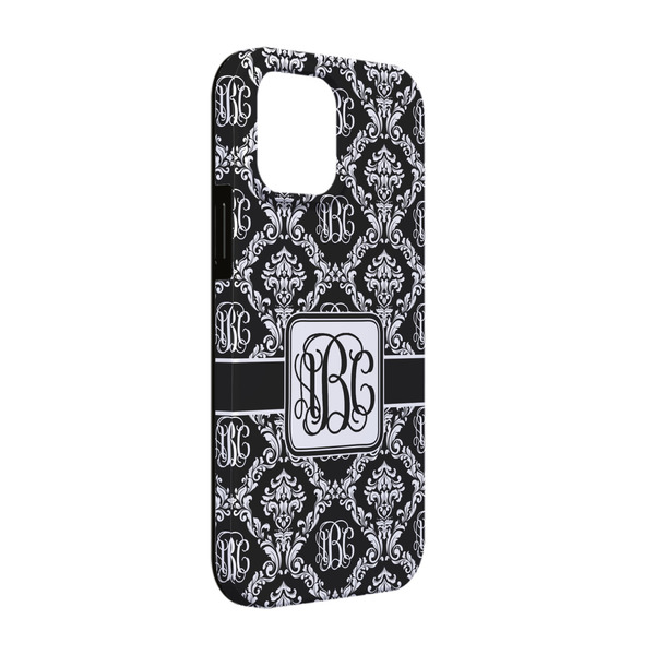 Custom Monogrammed Damask iPhone Case - Rubber Lined - iPhone 13