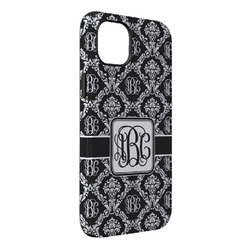 Monogrammed Damask iPhone Case - Rubber Lined - iPhone 14 Plus