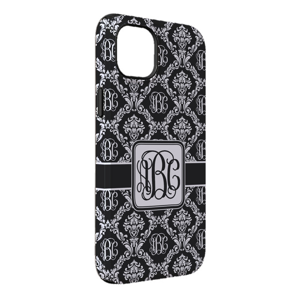 Custom Monogrammed Damask iPhone Case - Rubber Lined - iPhone 14 Plus
