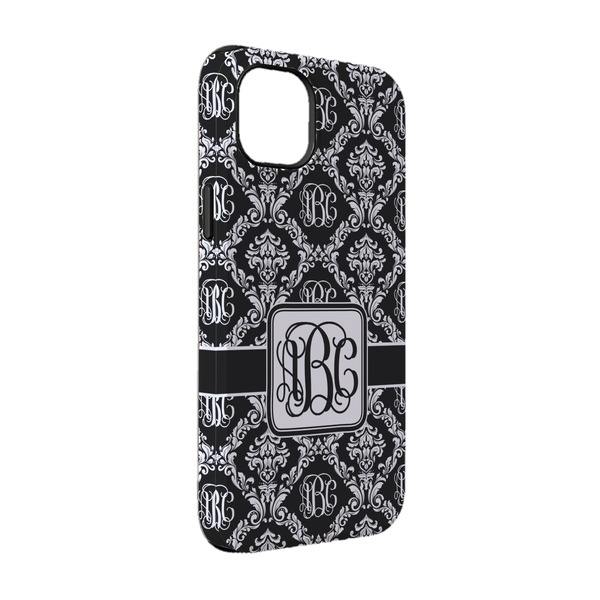 Custom Monogrammed Damask iPhone Case - Rubber Lined - iPhone 14 Pro