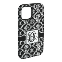 Monogrammed Damask iPhone Case - Rubber Lined - iPhone 15 Plus