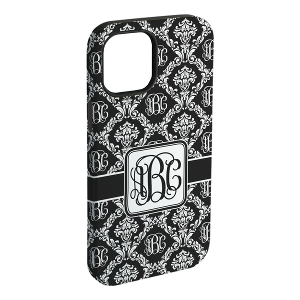 Custom Monogrammed Damask iPhone Case - Rubber Lined - iPhone 15 Plus
