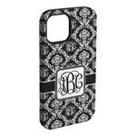 Monogrammed Damask iPhone Case - Rubber Lined - iPhone 15 Pro Max