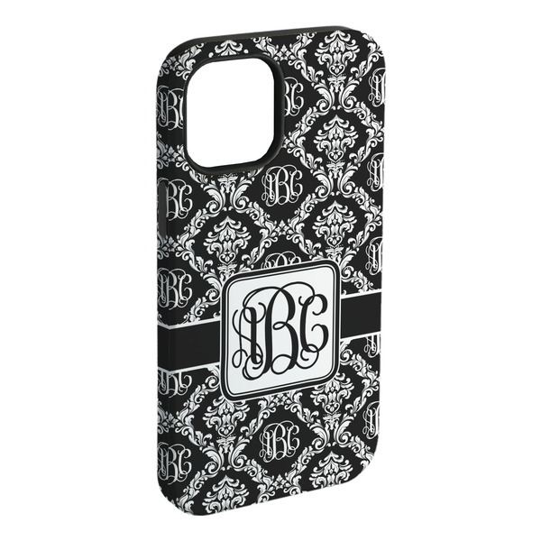 Custom Monogrammed Damask iPhone Case - Rubber Lined - iPhone 15 Pro Max