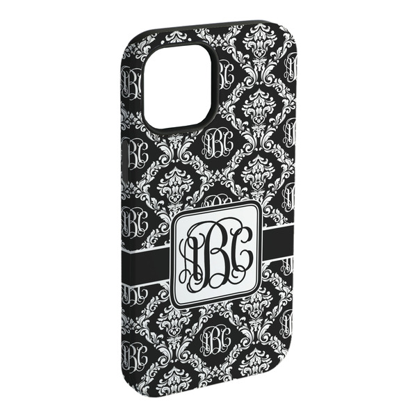 Custom Monogrammed Damask iPhone Case - Rubber Lined