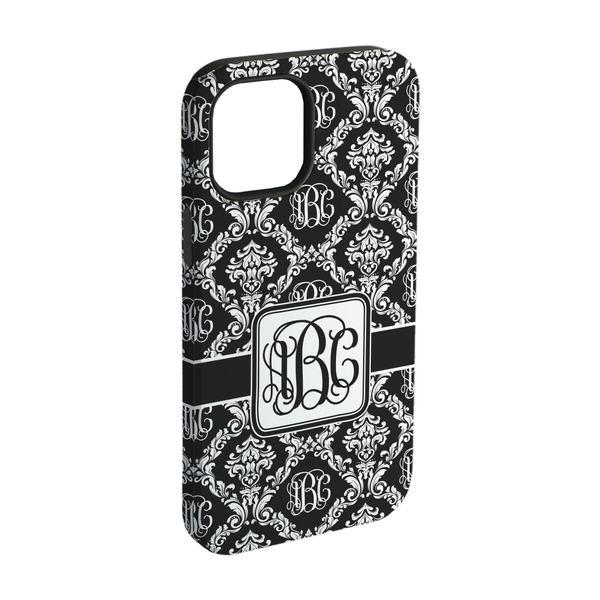Custom Monogrammed Damask iPhone Case - Rubber Lined - iPhone 15 Pro