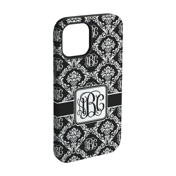Custom Monogrammed Damask iPhone Case - Rubber Lined - iPhone 15