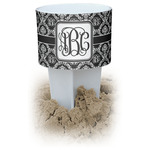 Monogrammed Damask White Beach Spiker Drink Holder (Personalized)