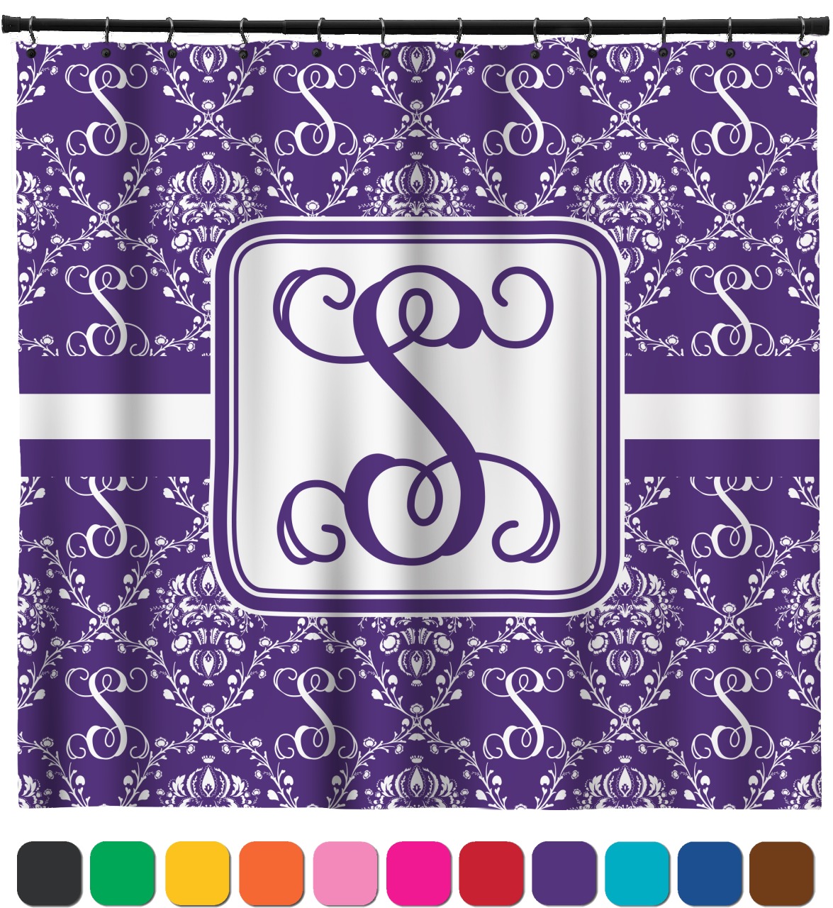 Initial Damask Shower Curtain 71"x74" (Personalized) YouCustomizeIt