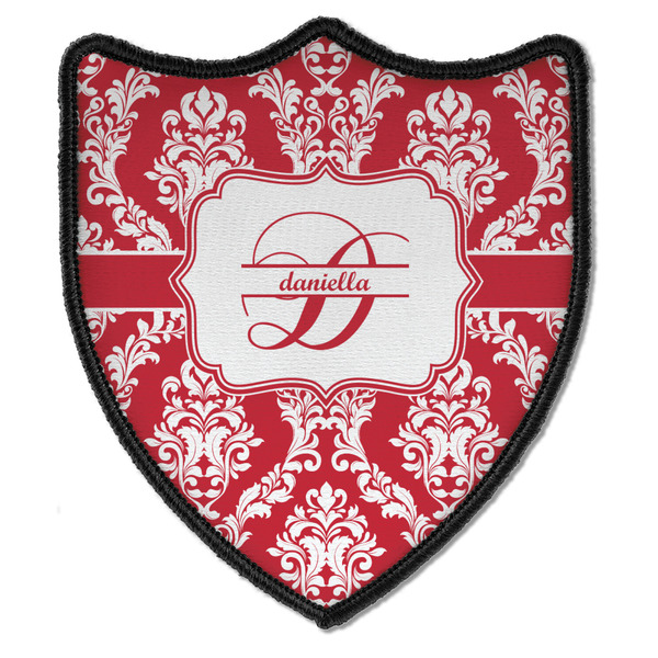 Custom Damask Iron On Shield Patch B w/ Name and Initial