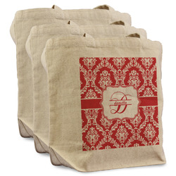 Damask Reusable Cotton Grocery Bags - Set of 3 (Personalized)