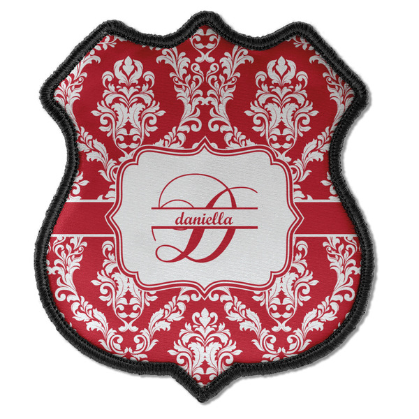 Custom Damask Iron On Shield Patch C w/ Name and Initial