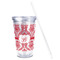 Damask Acrylic Tumbler - Full Print - Front straw out