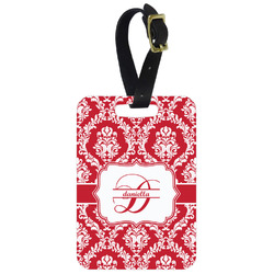 Damask Metal Luggage Tag w/ Name and Initial