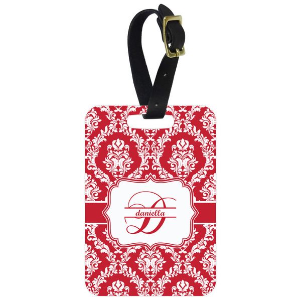 Custom Damask Metal Luggage Tag w/ Name and Initial