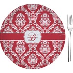 Damask 8" Glass Appetizer / Dessert Plates - Single or Set (Personalized)