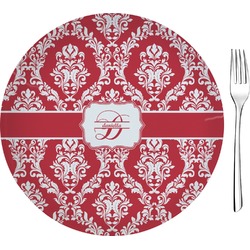 Damask 8" Glass Appetizer / Dessert Plates - Single or Set (Personalized)