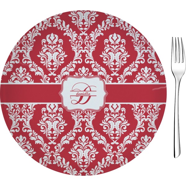 Custom Damask Glass Appetizer / Dessert Plate 8" (Personalized)