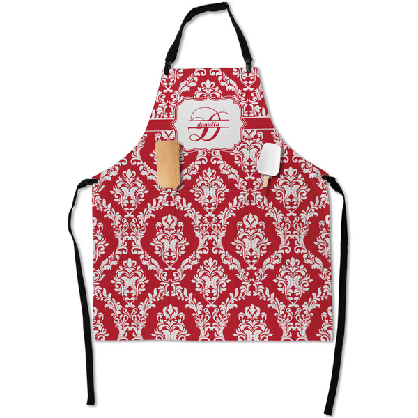 Custom Damask Apron With Pockets w/ Name and Initial