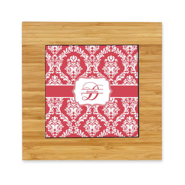 Custom Damask Bamboo Trivet with Ceramic Tile Insert (Personalized)