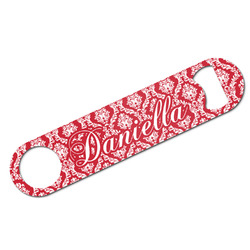 Damask Bar Bottle Opener - White w/ Name and Initial