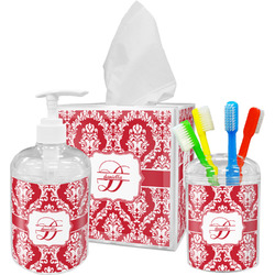 Damask Acrylic Bathroom Accessories Set w/ Name and Initial