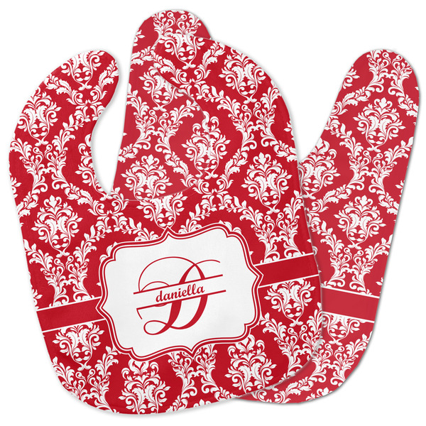 Custom Damask Baby Bib w/ Name and Initial