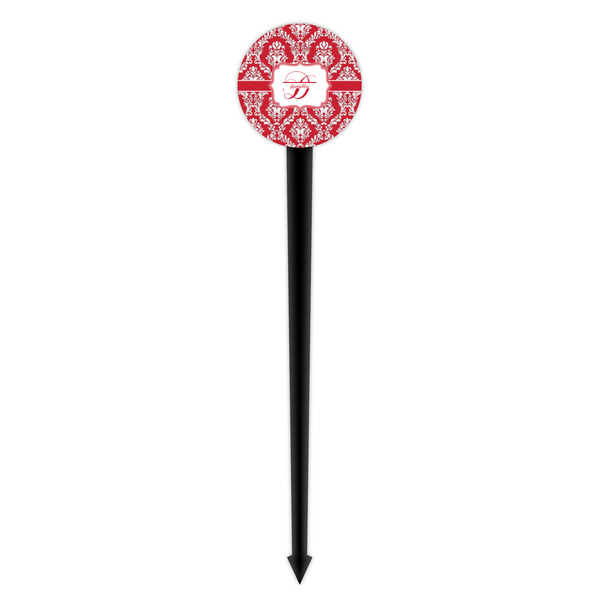 Damask Black Plastic 4" Food Pick - Round - Single Pick