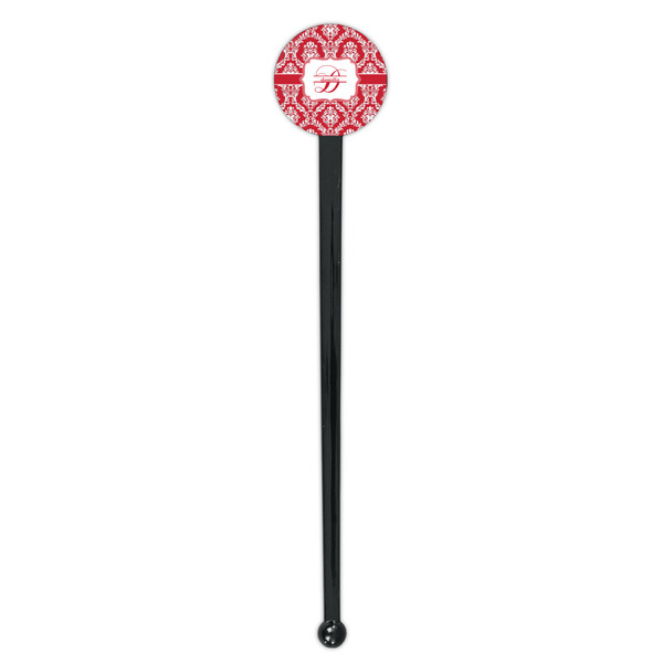Damask Black Plastic 7" Stir Stick - Round - Single Stick
