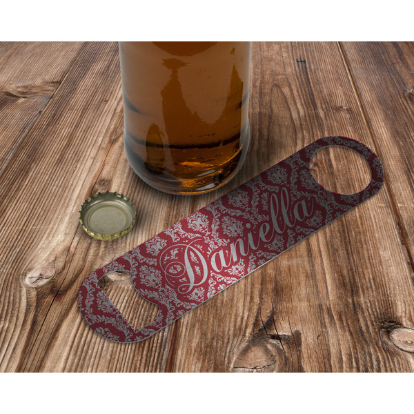 Damask Bottle Opener - In Use