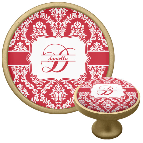 Custom Damask Cabinet Knob - Gold (Personalized)
