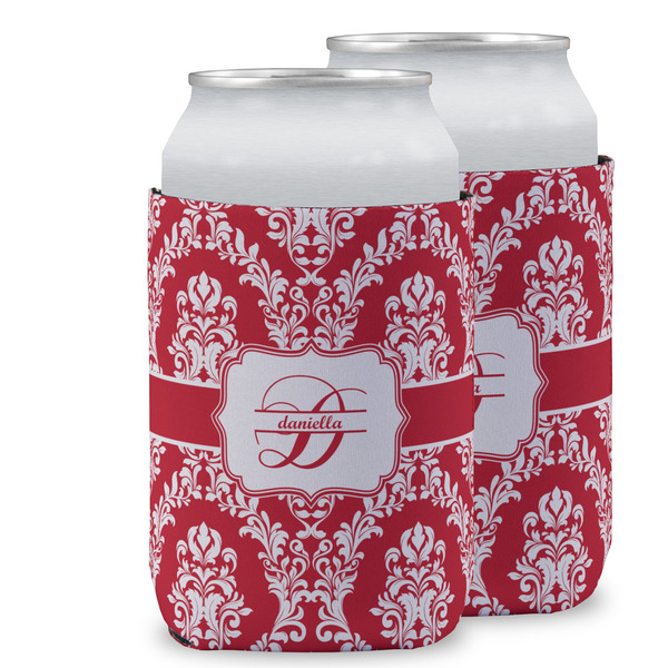 Custom Damask Can Cooler (12 oz) w/ Name and Initial
