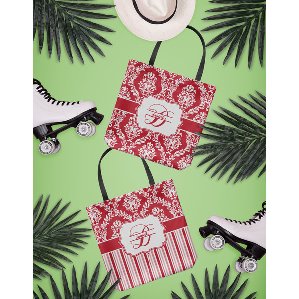 Damask Canvas Tote Lifestyle Front and Back