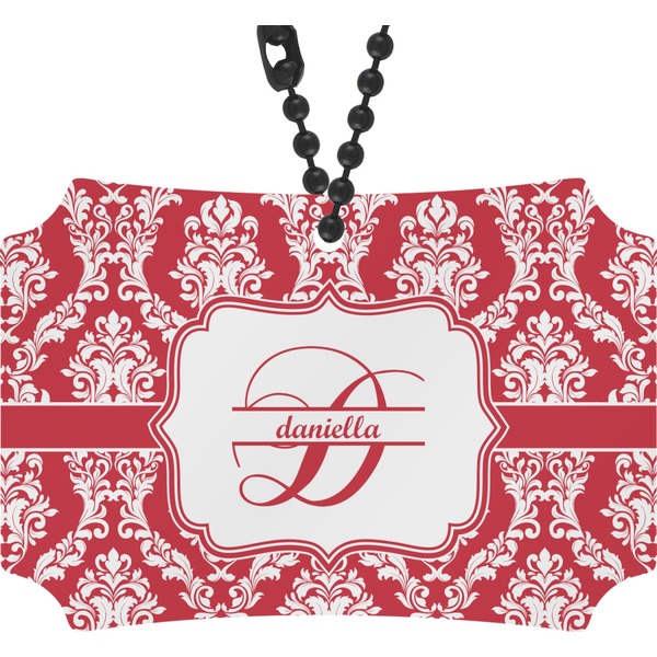 Custom Damask Rear View Mirror Ornament (Personalized)