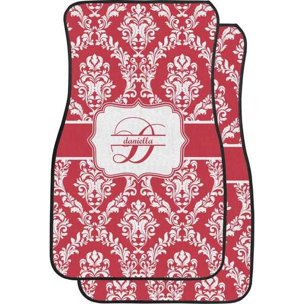 Custom Damask Car Floor Mats (Front Seat) (Personalized)