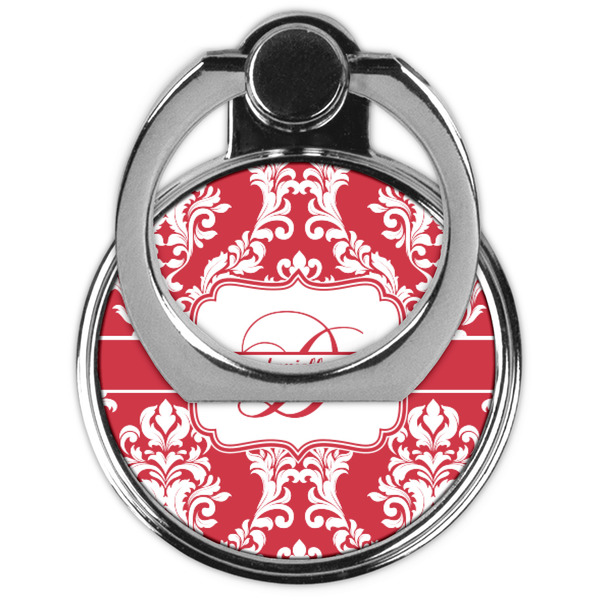 Damask Cell Phone Ring Stand & Holder - Front (Collapsed)