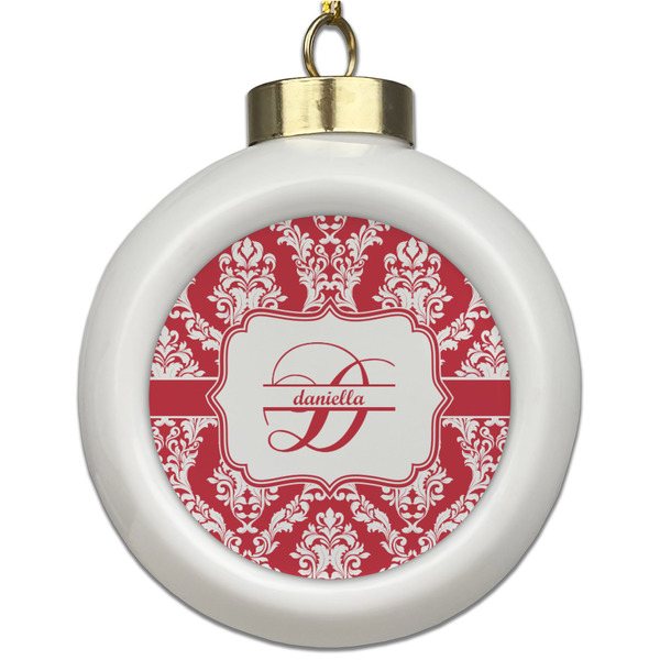 Custom Damask Ceramic Ball Ornament (Personalized)
