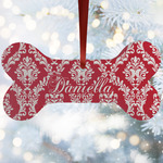 Damask Ceramic Dog Ornament w/ Name and Initial