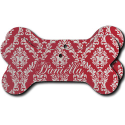 Damask Ceramic Dog Ornament - Front & Back w/ Name and Initial