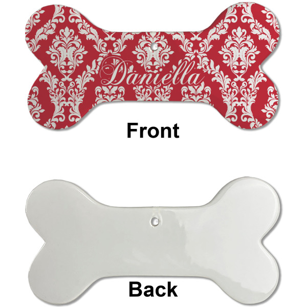 Damask Ceramic Flat Ornament - Bone Front & Back Single Print (APPROVAL)